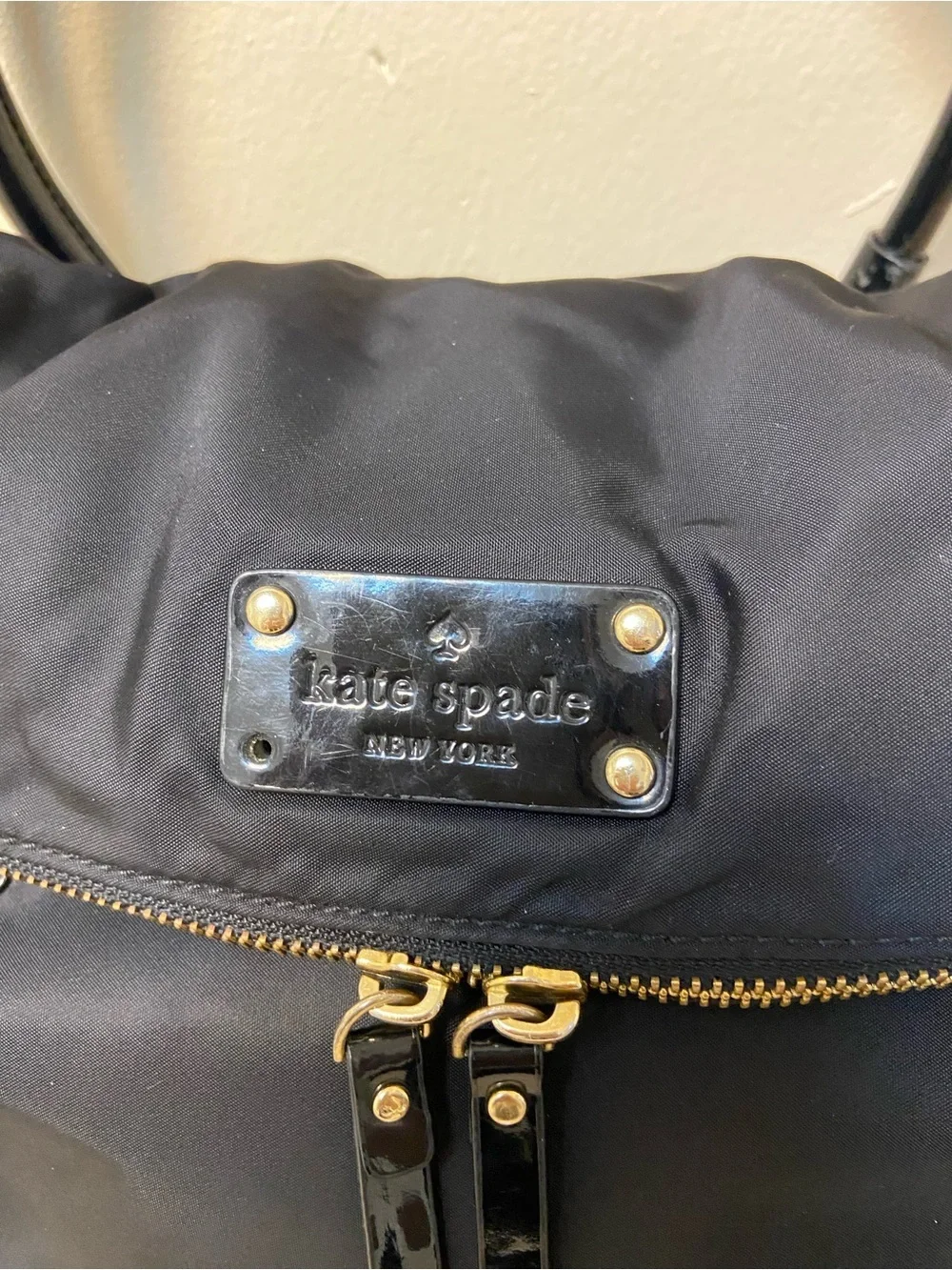 kate spade Black Nylon Dual-Handle Shoulder Bag with Gold Hardware
